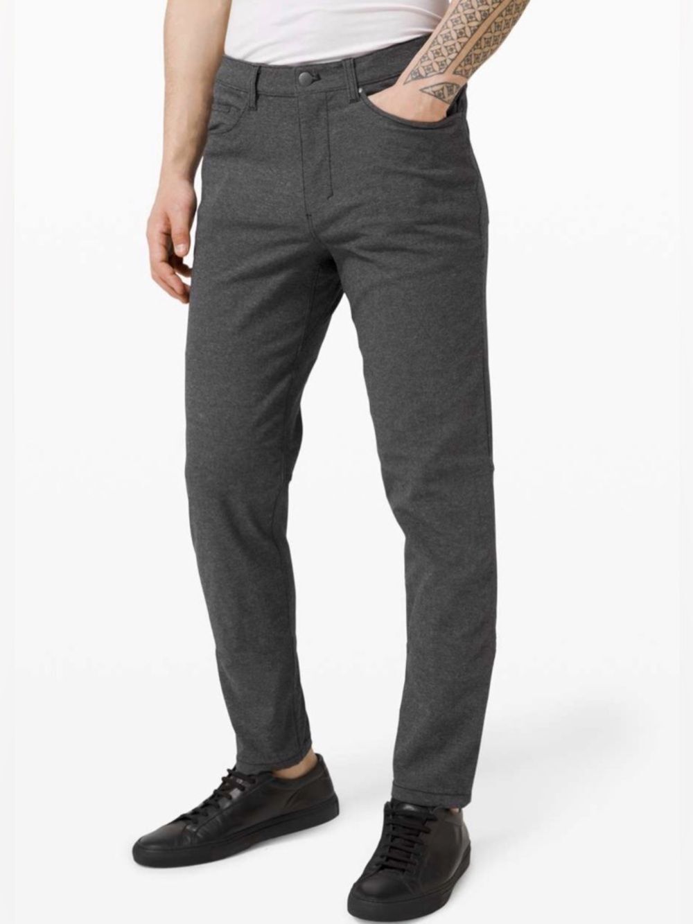 Lululemon ABC Pant Slim, Tech Canvas 32" Inseam Heathered Black, Men's' Size 38